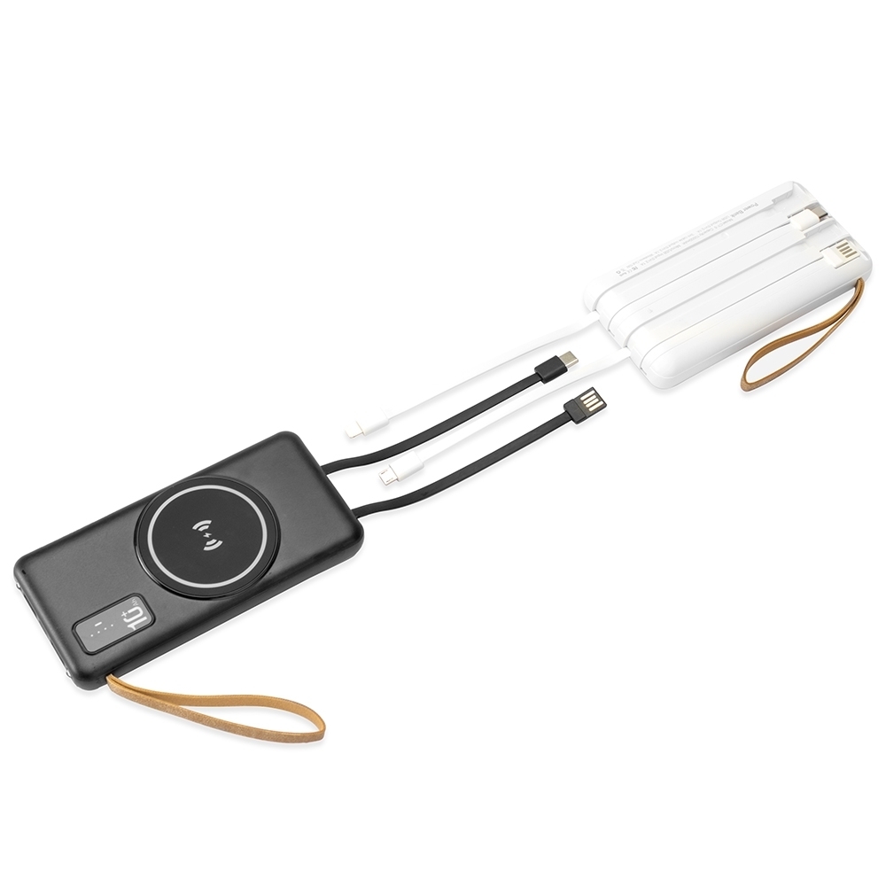 Power Bank 10 000mAh com Carregamento via Inducao ou via Cabo