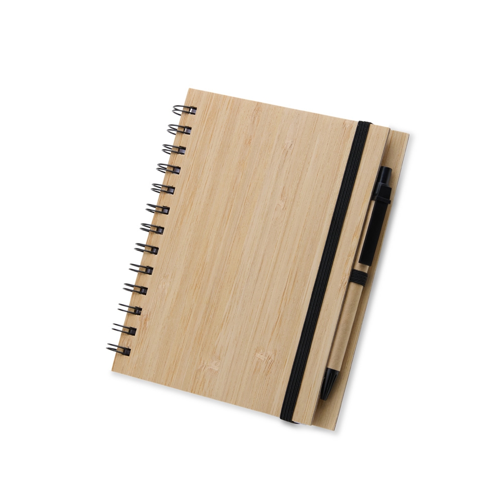 Bloco De Anotacoes Bambu Com Caneta
