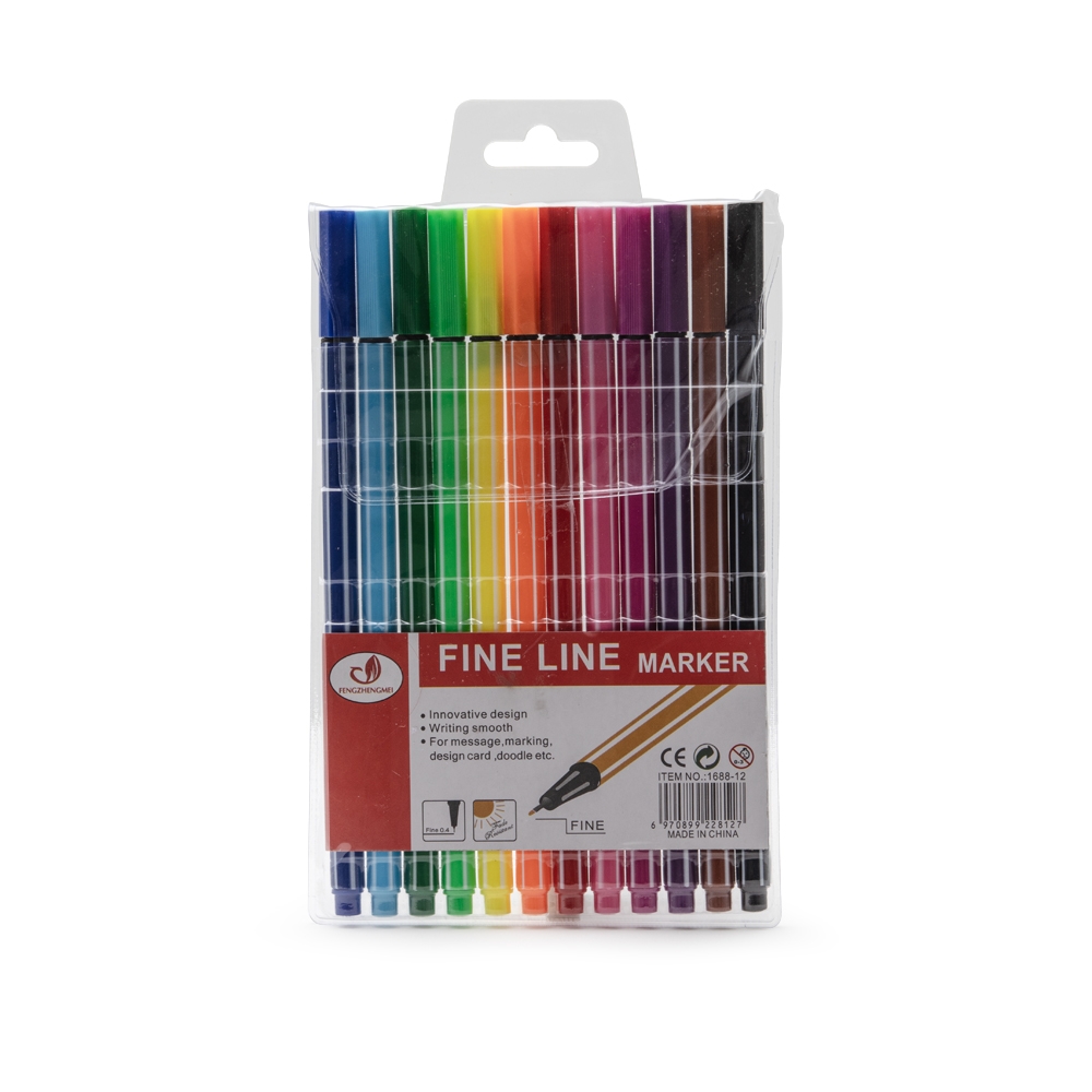 Kit Canetinhas Traco Fino 12 cores