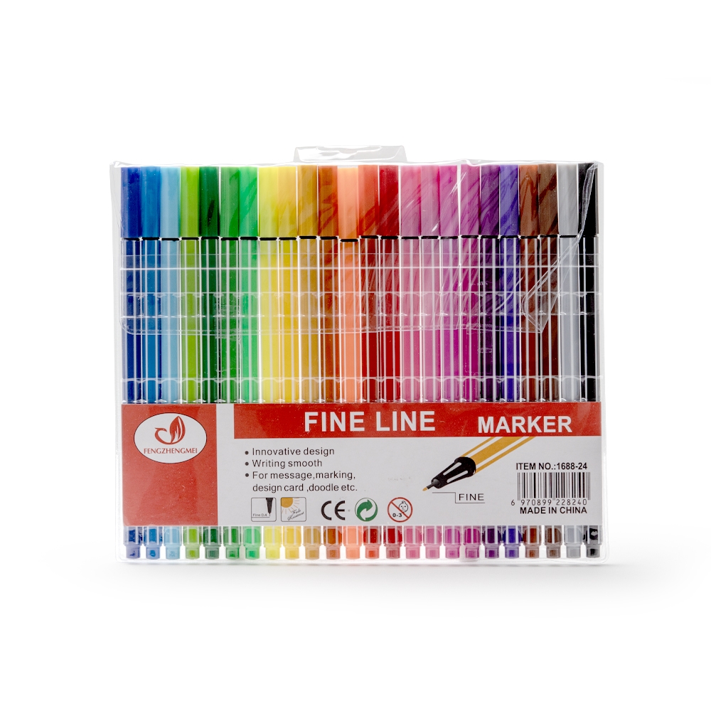 Kit Canetinhas Traco Fino 24 cores