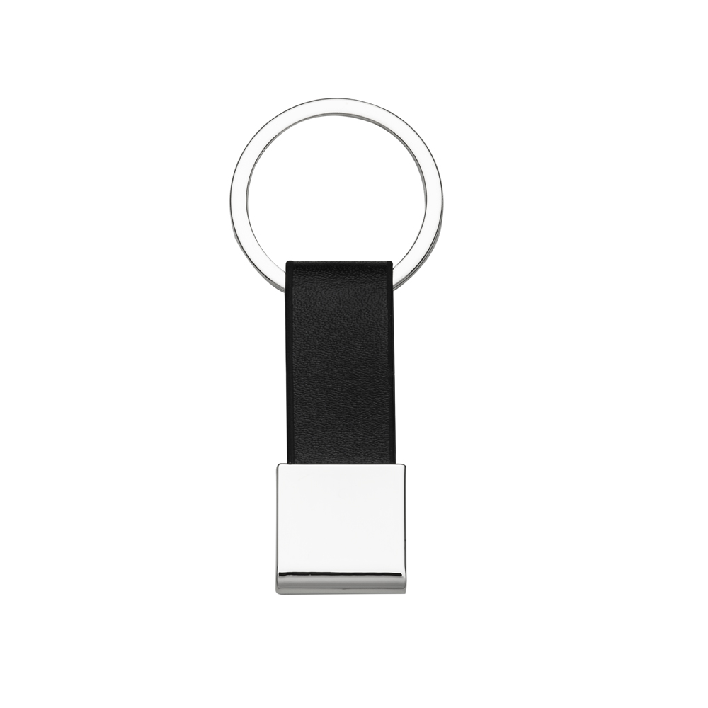 Chaveiro Metal com Couro PRATA