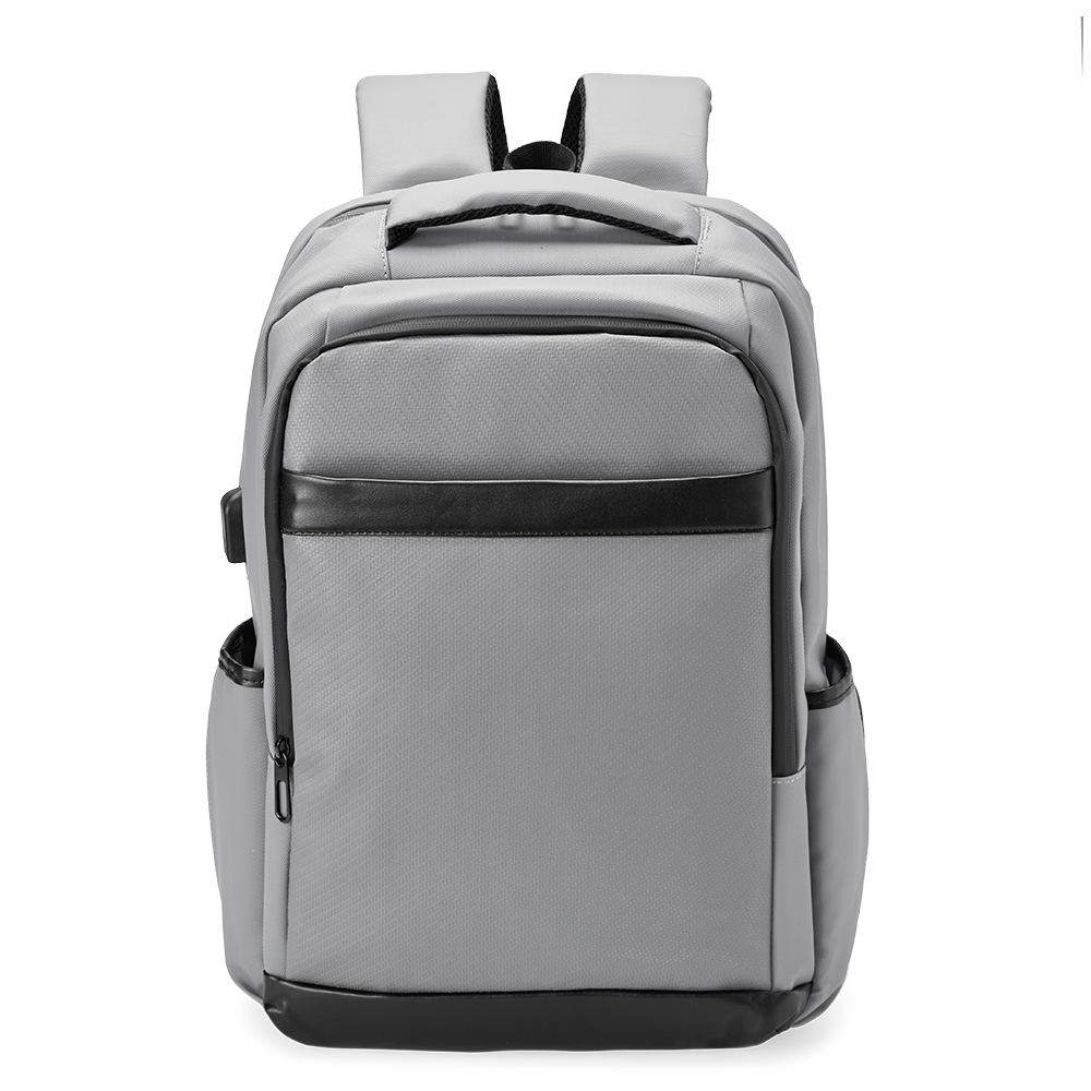 Mochila Couro Sintetico USB 26L CINZA CLARO